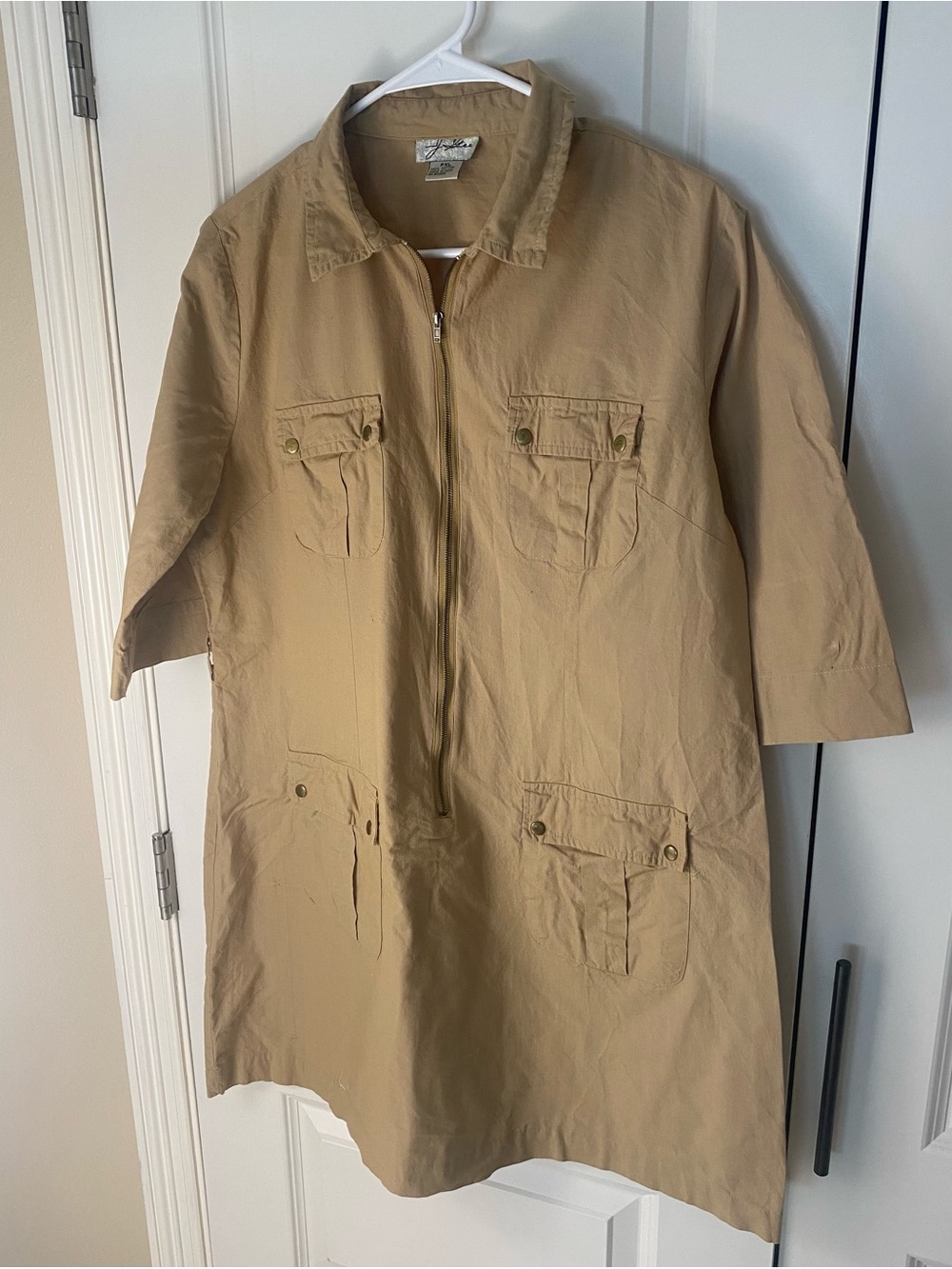 J Gee Women’s Casual Zip-Front Jacket Dress in Tan